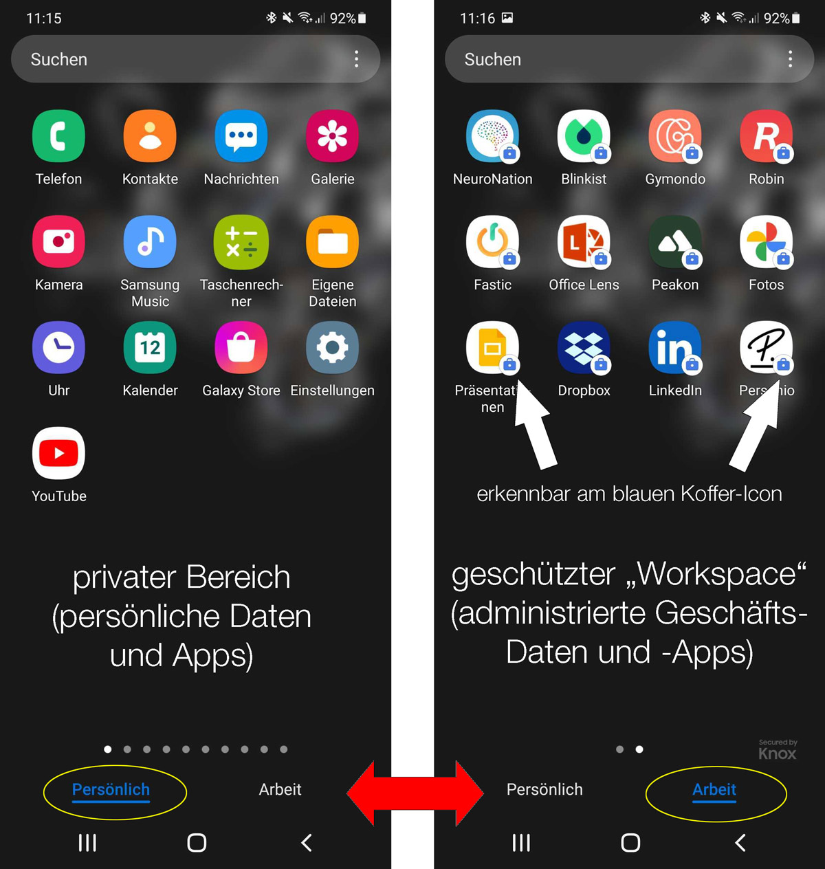 Geschäftliche und private Daten trennen bei Smartphones