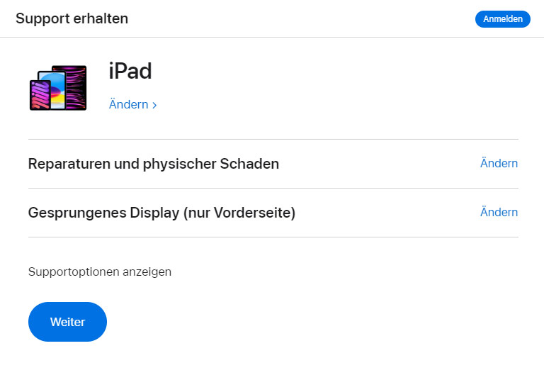 Reparaturoptionen für das iPad-Glas bei Apple